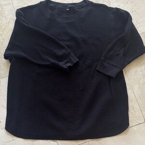 Uniqlo Women’s Black Long Sleeve Thermal Waffle Shirt